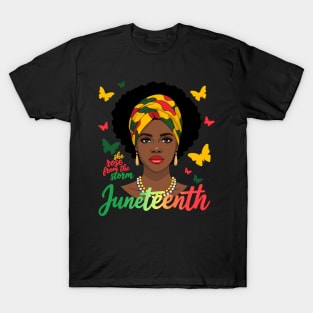 Afrocentric Juneteenth Queen Rose From Storm Unshaken T-Shirt